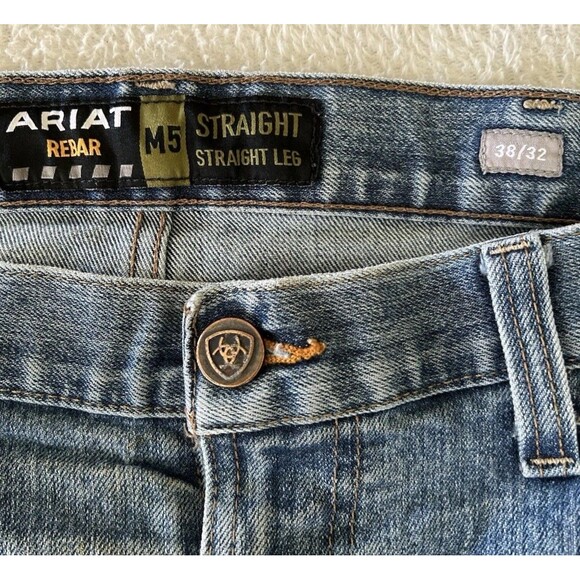 Ariat Rebar M5 Men's Jeans Straight Leg Workwear Blue Size 38x32 - Picture 6 of 8